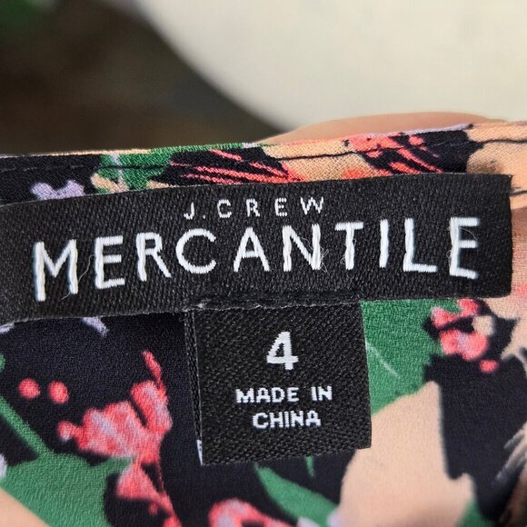 J Crew Mercantile Size 4 Floral Print Sleeveless Dress Ruffle Hem Keyhole Back - Picture 14 of 16